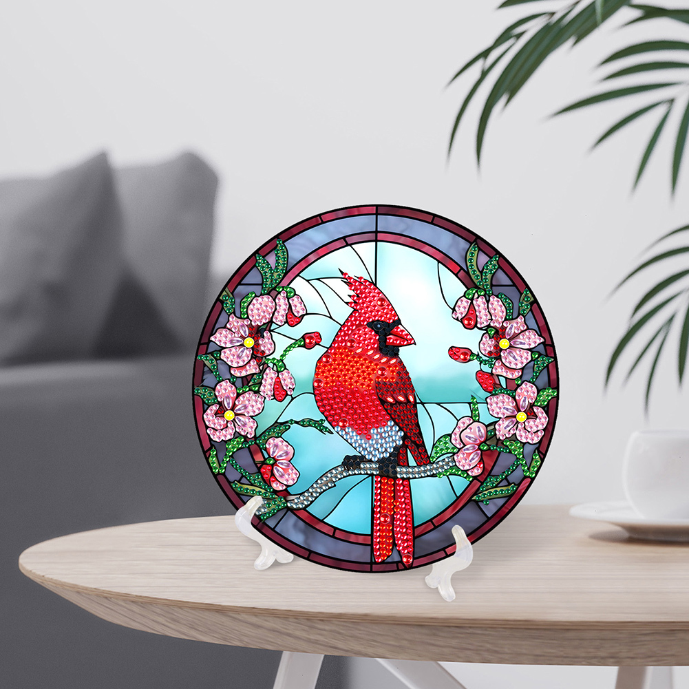 DIY Diamond Painting Wooden Crystal Desktop Ornament Kit (Cardinals)