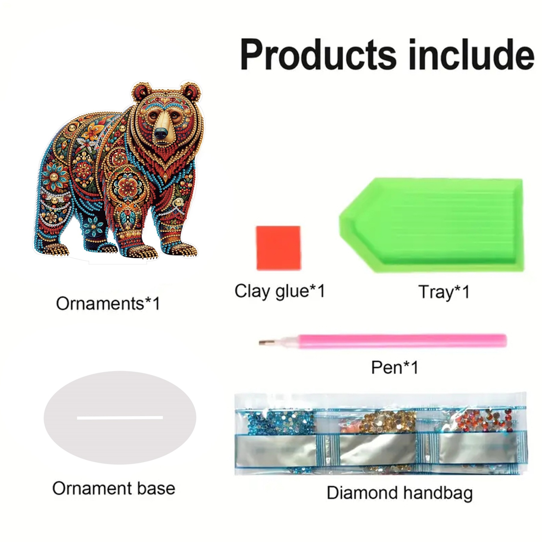 5D DIY Special Shape Diamond Painting Desk Ornament Bear Decor Kit