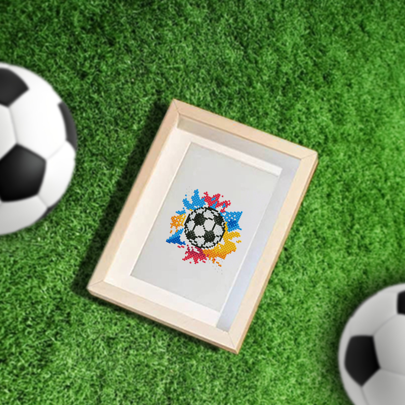 Frameless, mini diamond painting, football creative mini diamond painting on the entrance flower house desktop, creative simple pattern diamond painting, 12 pcs, 5.9 X7 inches.