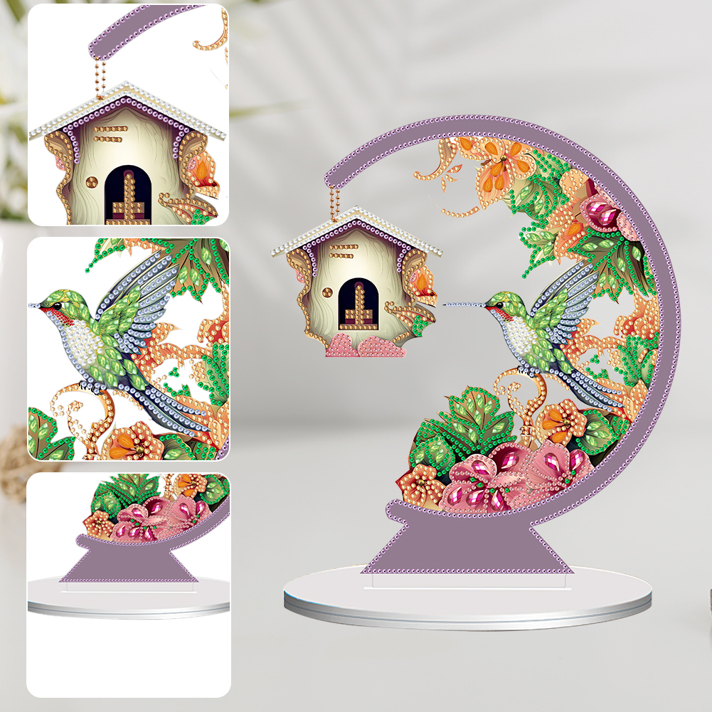 5D DIY Diamond Painting Special Shape Desk Ornament Flower Bird Decor Kit
