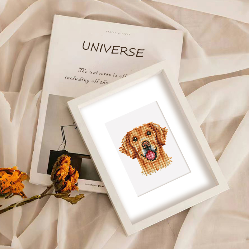 Frameless, mini diamond painting, creative mini diamond painting of dogs on the entrance flower house desktop, creative simple pattern diamond painting, 12 pcs, 5.9 X7 inches.