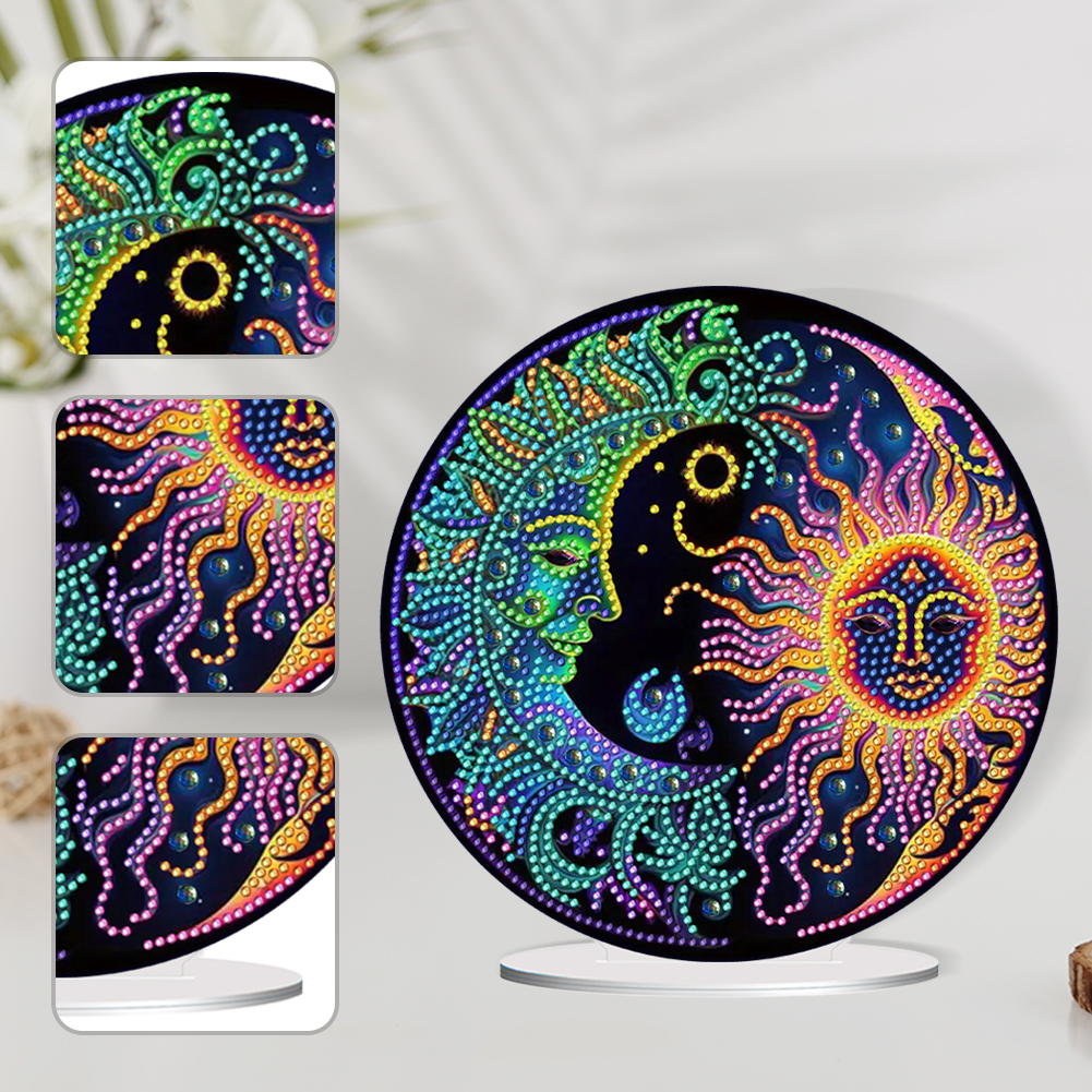 DIY Acrylic Sun and Moon Diamond Painting Desktop Ornament Kit