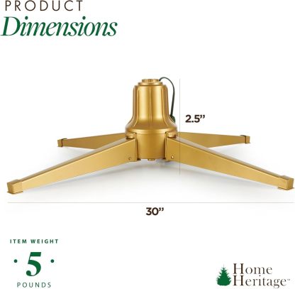 Home Heritage Artificial Christmas Tree Base Rotating Metal Stand for 1 to 1 1/2 Inch Diameter Artificial Christmas Tree Poles, 31 Inch, Green