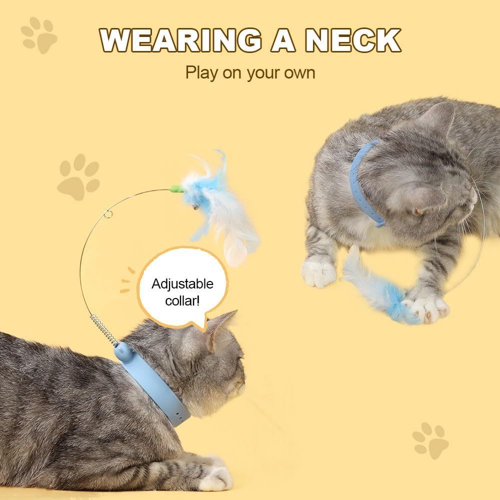 Cat Collars with Cat Feather Toys, Cat Collar Toy Interactive Cat Toys for Indoor Cats, Cat Neck Toy Teasing Cat Toy Collar Feather Interactive Toy for Cats Kitten Play Chase Exercise (A# 4PCS)