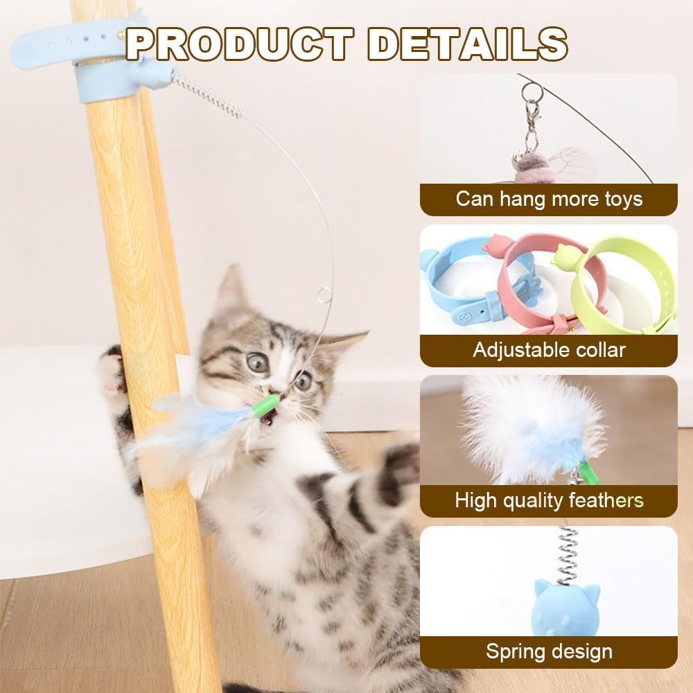 Cat Collars with Cat Feather Toys, Cat Collar Toy Interactive Cat Toys for Indoor Cats, Cat Neck Toy Teasing Cat Toy Collar Feather Interactive Toy for Cats Kitten Play Chase Exercise (A# 4PCS)