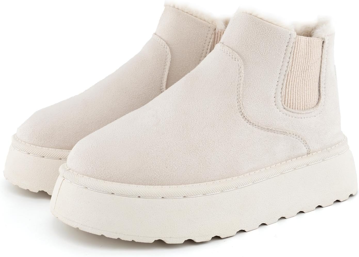 SIFINELAR Classic Platform Snow Boots for Women Seude Chelsea Winter Boots Lightweight Ankle Boots Anti-Slip Snow Boots