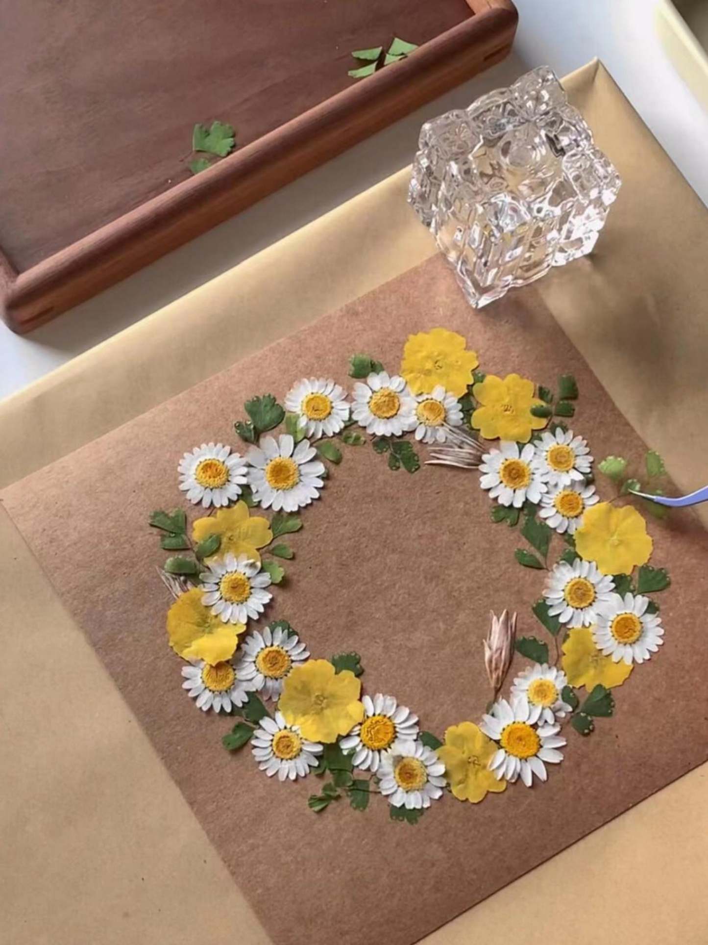 Handcrafted Pressed Flower Wreath Dried Florals Preserved Plants