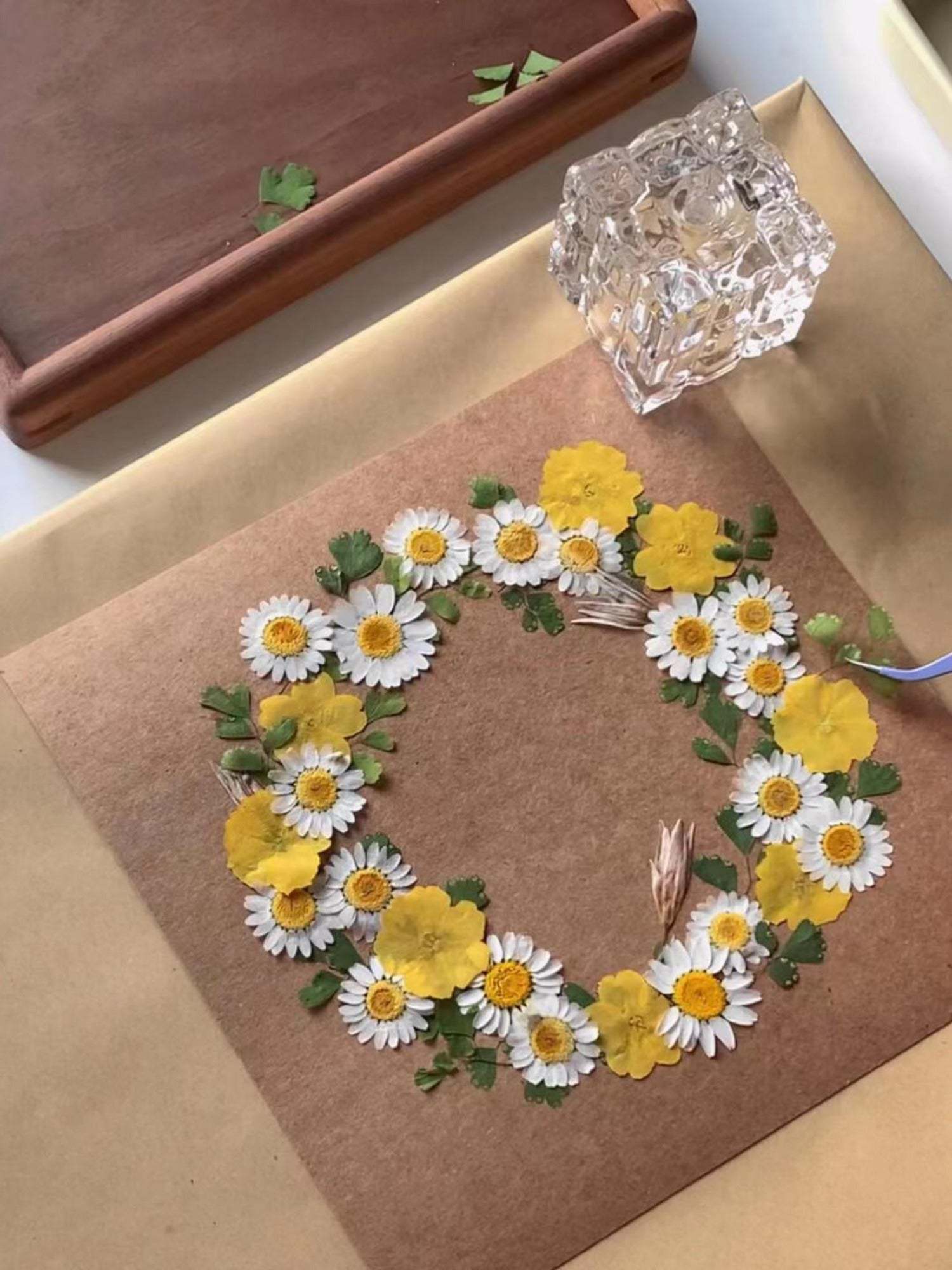 Handcrafted Pressed Flower Wreath Dried Florals Preserved Plants