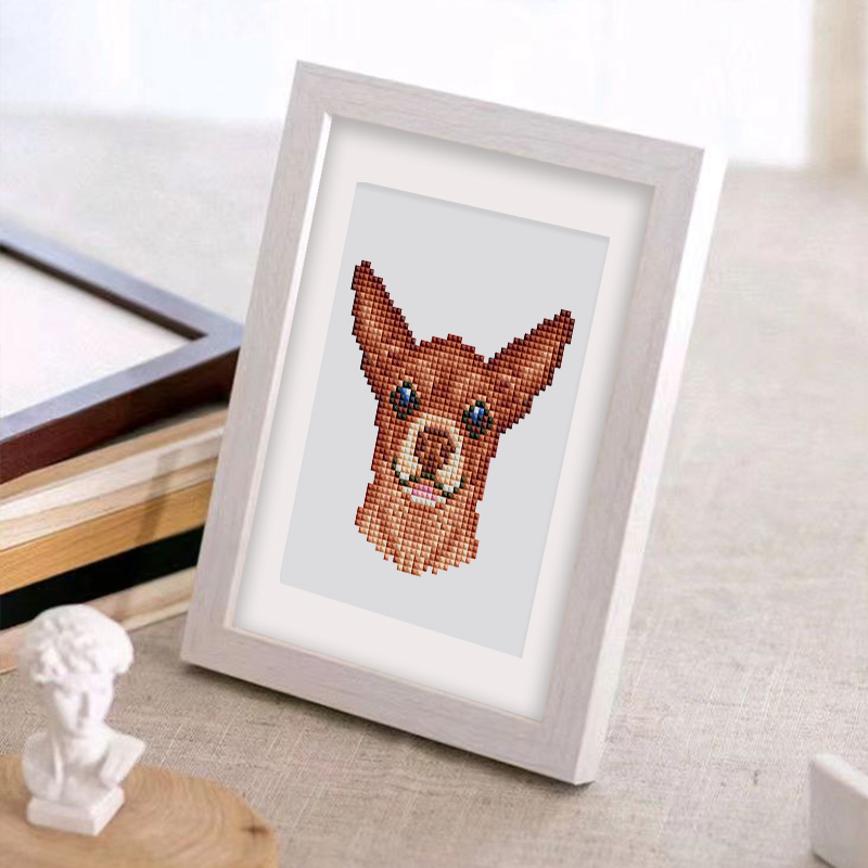 Frameless, mini diamond painting, creative mini diamond painting of dogs on the entrance flower house desktop, creative simple pattern diamond painting, 12 pcs, 5.9 X7 inches.