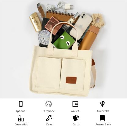 JoJogoo Canvas Tote Bag for Women,Laptop tote bag,Crossbody tote,Purses, Everything Everyday Bag,Work bags for women