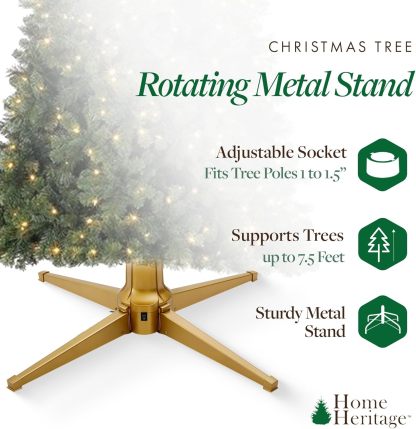 Home Heritage Artificial Christmas Tree Base Rotating Metal Stand for 1 to 1 1/2 Inch Diameter Artificial Christmas Tree Poles, 31 Inch, Green