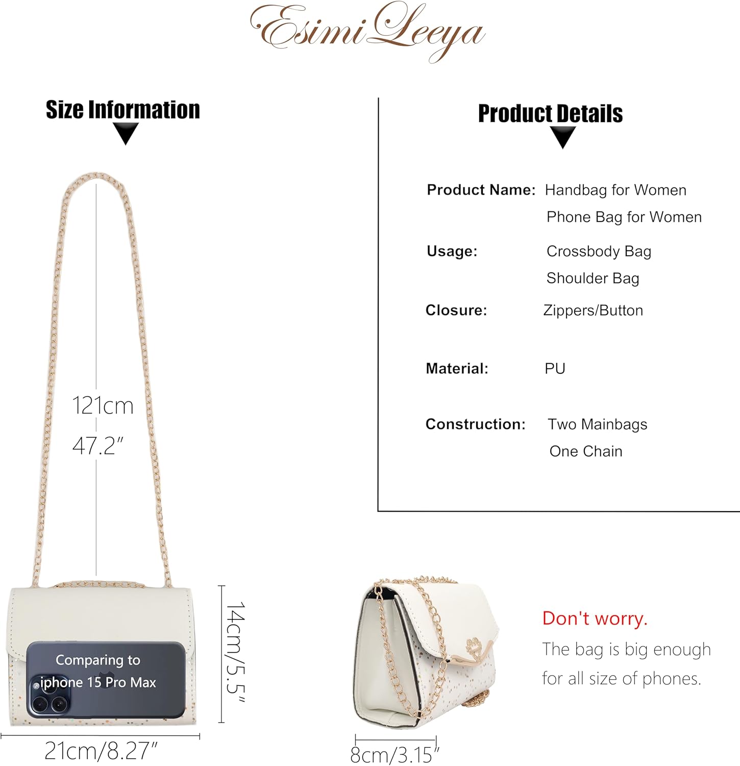 Glitter Shoulder Purses for Women with Golden Chain Women's Evening Handbags