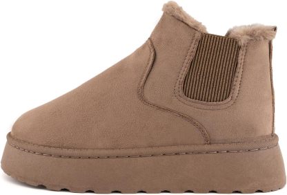 SIFINELAR Classic Platform Snow Boots for Women Seude Chelsea Winter Boots Lightweight Ankle Boots Anti-Slip Snow Boots