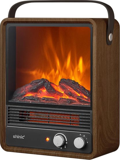 Electric Fireplace Heaters for Indoor Use,1500W Space Heater Fireplace with Realistic Flame & Fire Crackling Sound, Safety Protection, Portable Fireplace Heater for Home Office Christmas Decoration