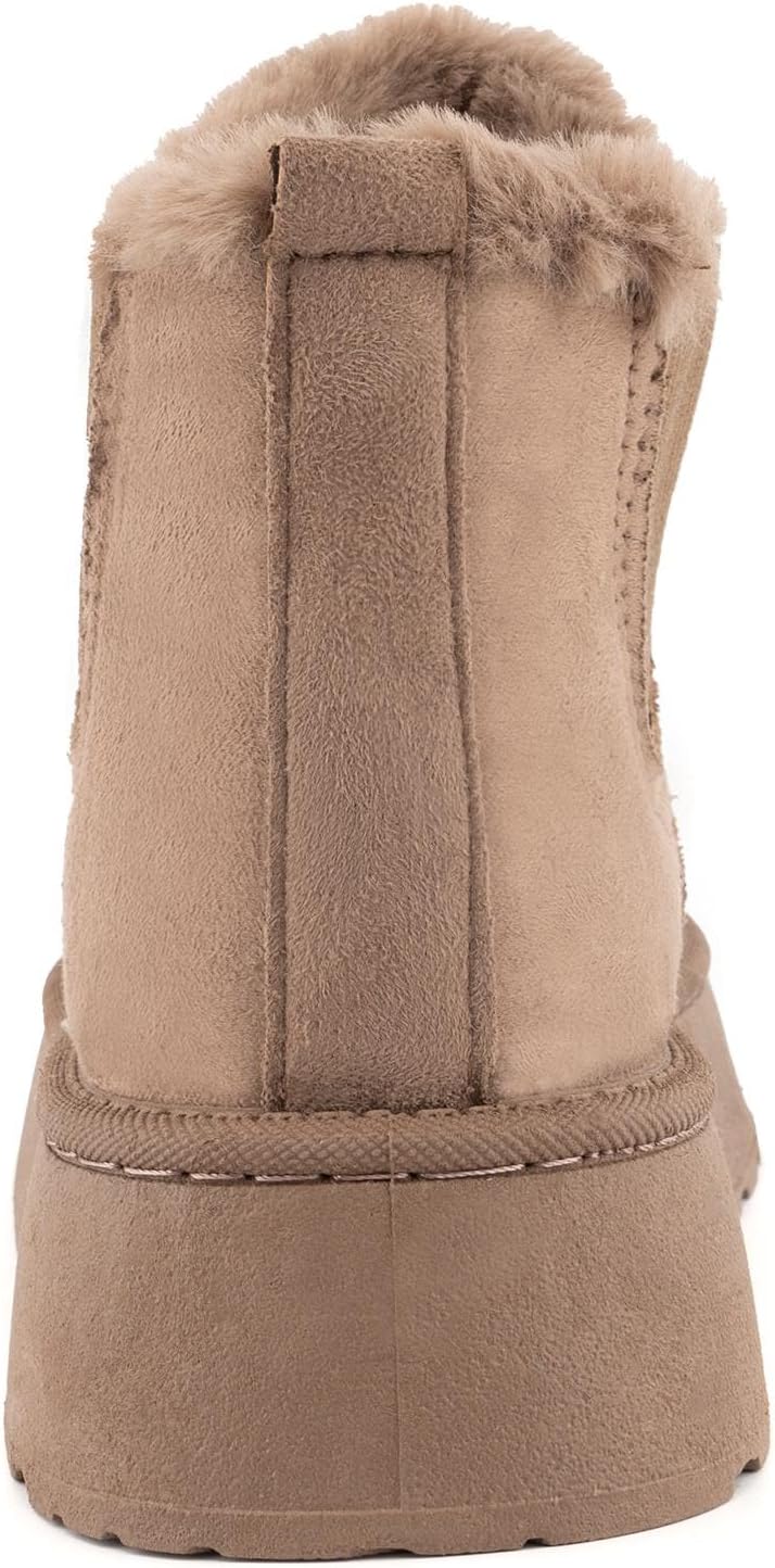 SIFINELAR Classic Platform Snow Boots for Women Seude Chelsea Winter Boots Lightweight Ankle Boots Anti-Slip Snow Boots