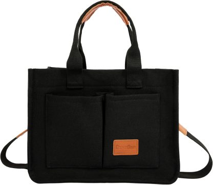 JoJogoo Canvas Tote Bag for Women,Laptop tote bag,Crossbody tote,Purses, Everything Everyday Bag,Work bags for women