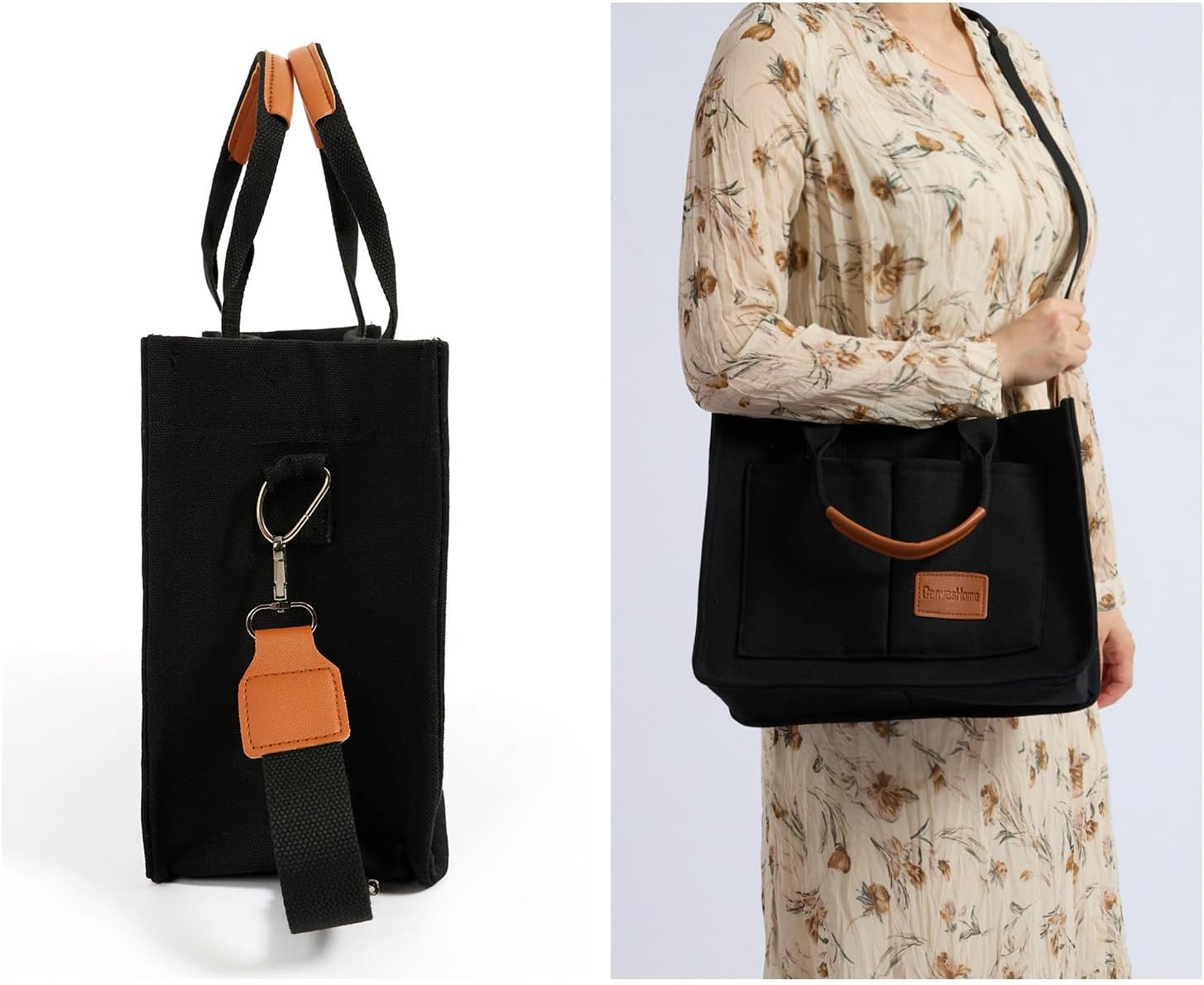 JoJogoo Canvas Tote Bag for Women,Laptop tote bag,Crossbody tote,Purses, Everything Everyday Bag,Work bags for women