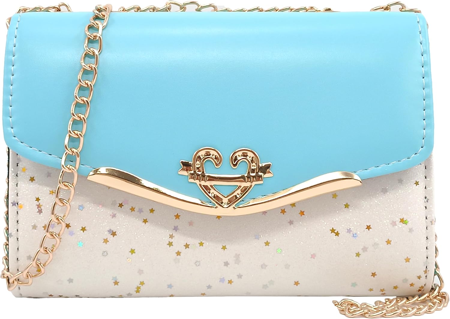 Glitter Shoulder Purses for Women with Golden Chain Women's Evening Handbags