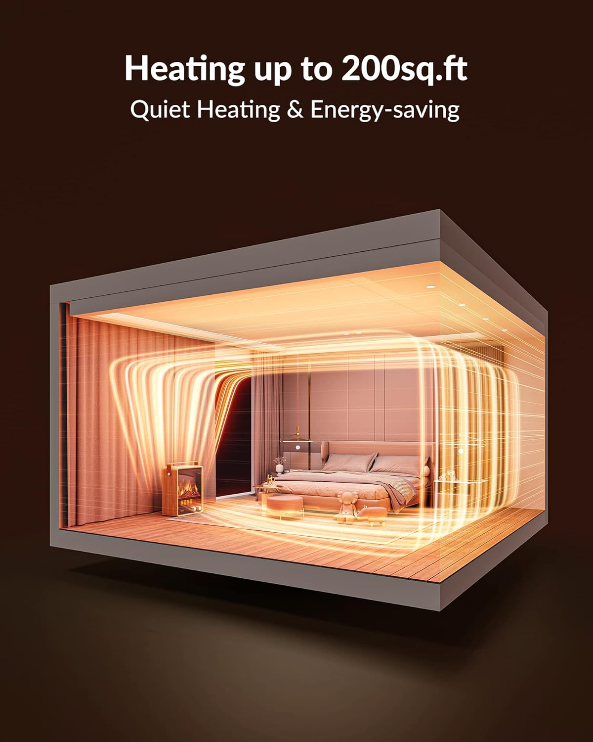 Electric Fireplace Heaters for Indoor Use,1500W Space Heater Fireplace with Realistic Flame & Fire Crackling Sound, Safety Protection, Portable Fireplace Heater for Home Office Christmas Decoration