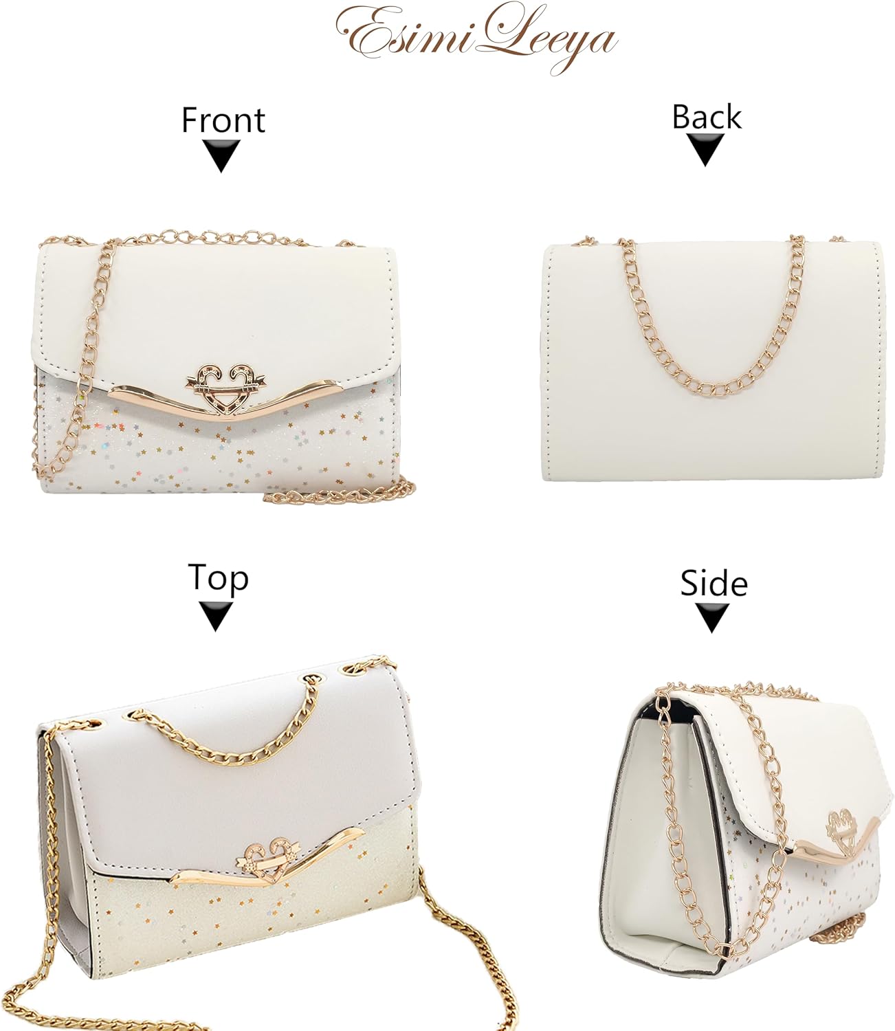 Glitter Shoulder Purses for Women with Golden Chain Women's Evening Handbags