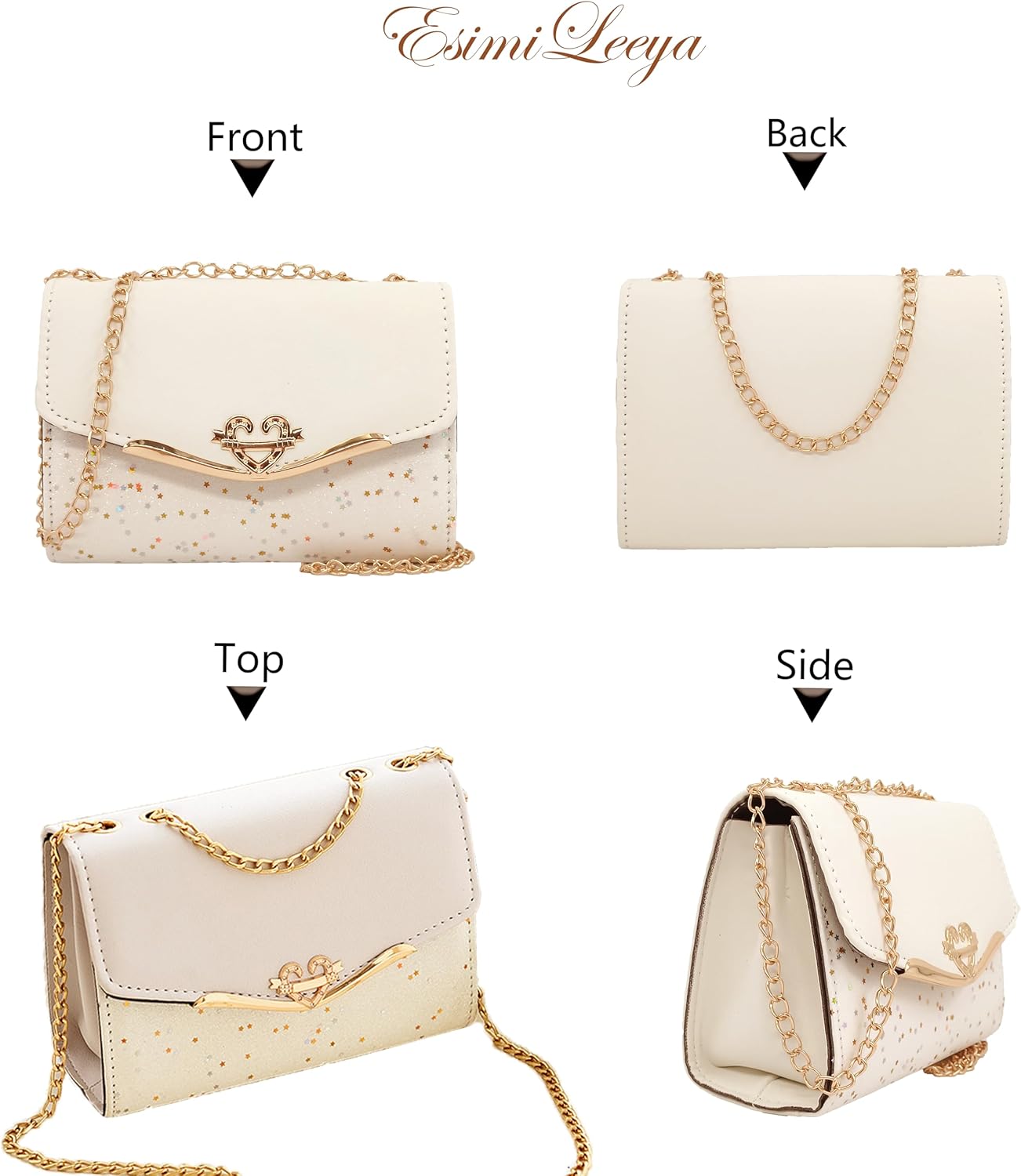 Glitter Shoulder Purses for Women with Golden Chain Women's Evening Handbags