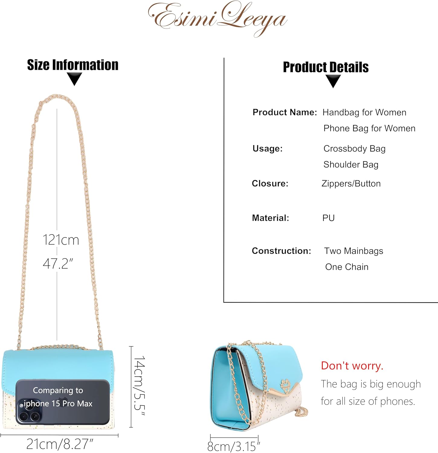 Glitter Shoulder Purses for Women with Golden Chain Women's Evening Handbags