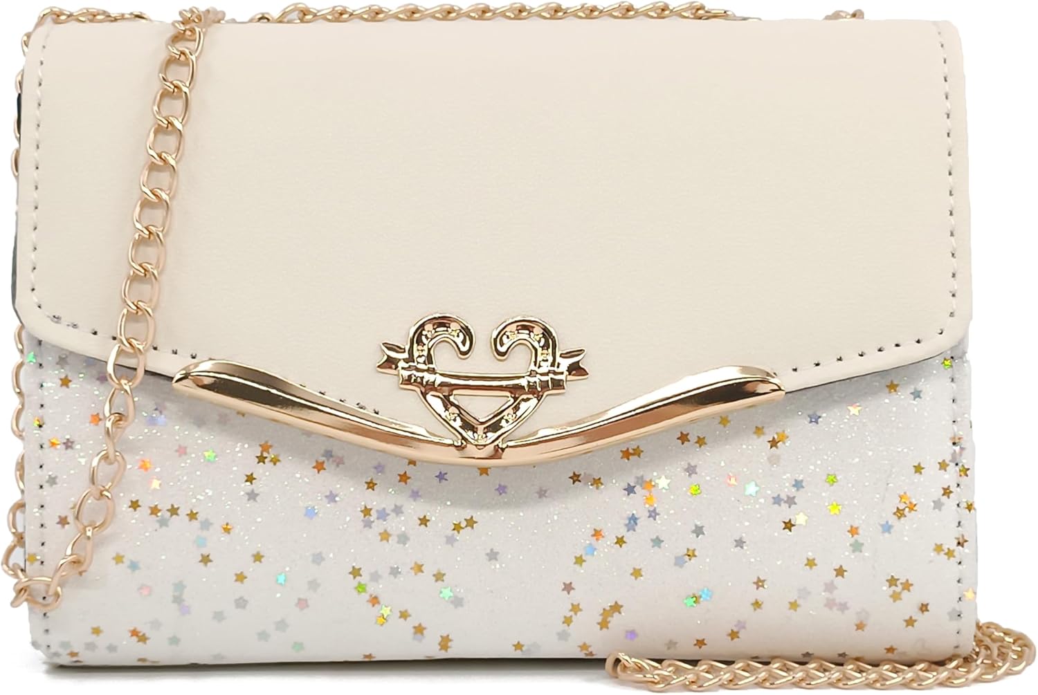 Glitter Shoulder Purses for Women with Golden Chain Women's Evening Handbags