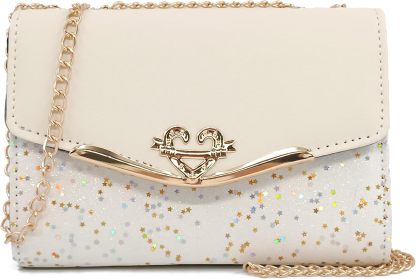 Glitter Shoulder Purses for Women with Golden Chain Women's Evening Handbags