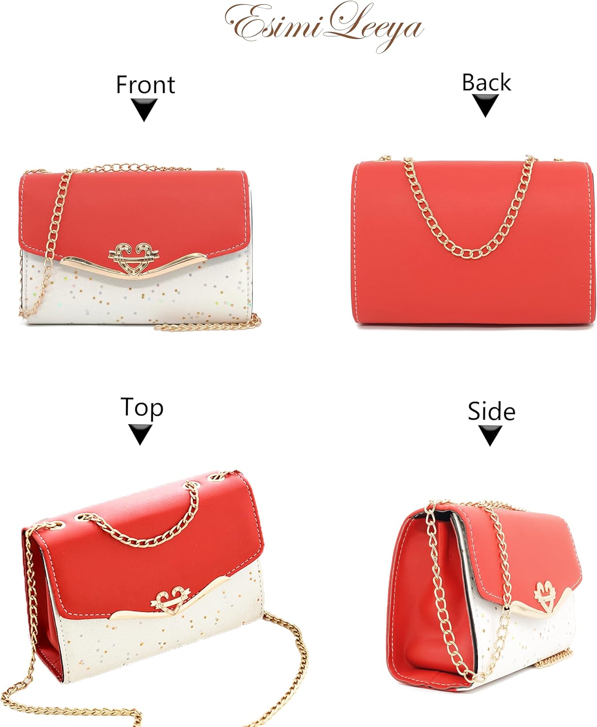 Glitter Shoulder Purses for Women with Golden Chain Women's Evening Handbags