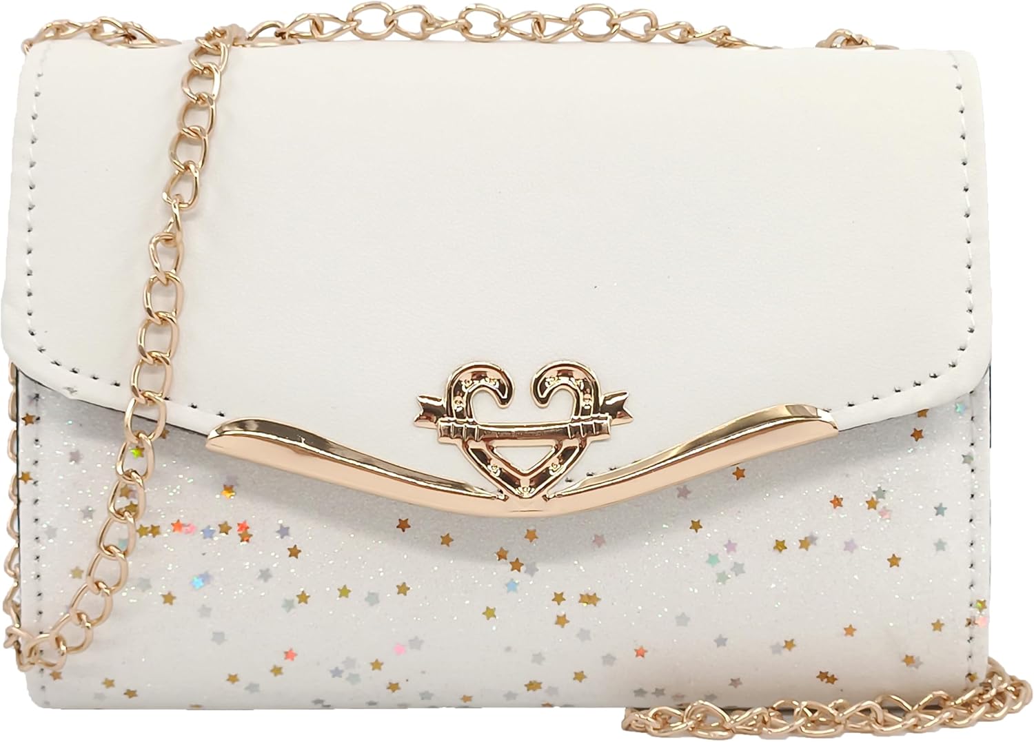 Glitter Shoulder Purses for Women with Golden Chain Women's Evening Handbags