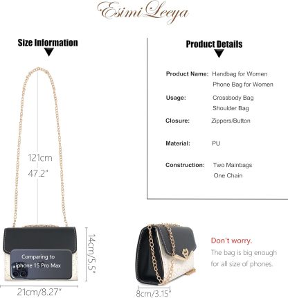 Glitter Shoulder Purses for Women with Golden Chain Women's Evening Handbags