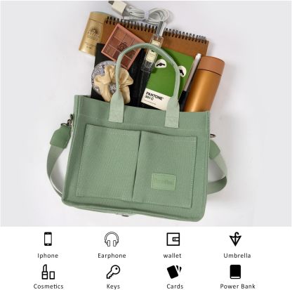 JoJogoo Canvas Tote Bag for Women,Laptop tote bag,Crossbody tote,Purses, Everything Everyday Bag,Work bags for women