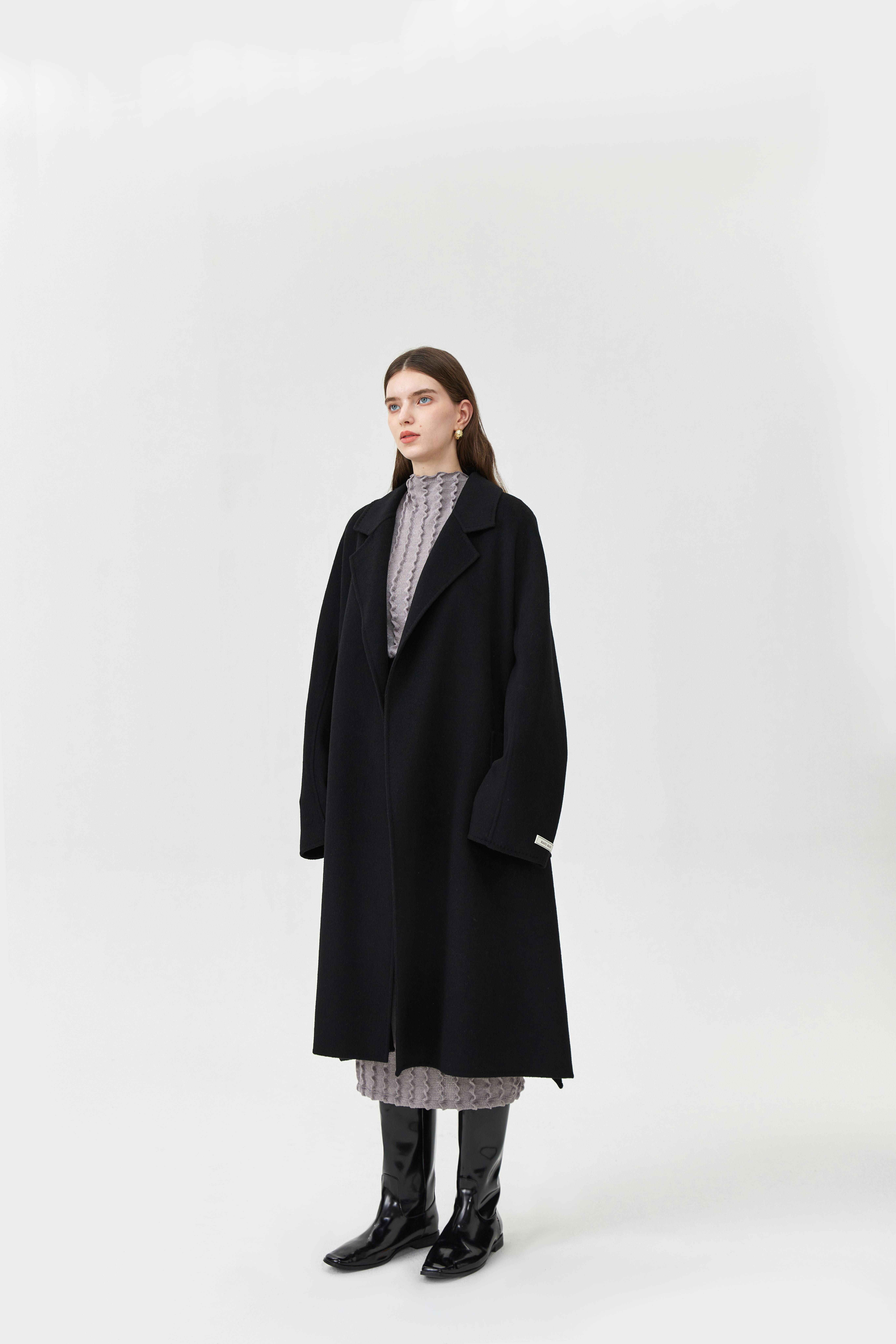 Wool Pocket Coat With Belt