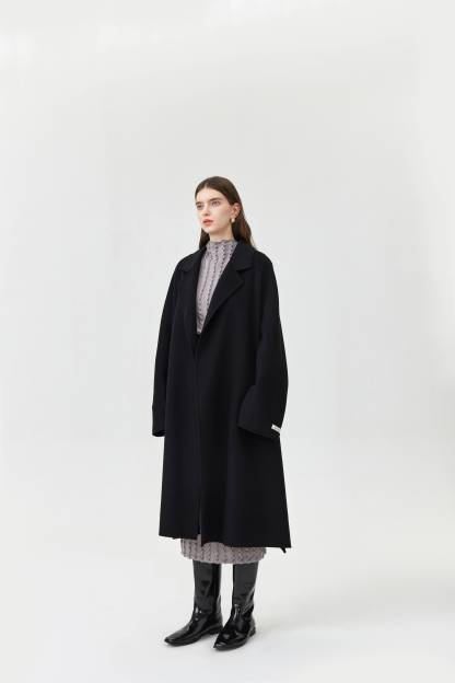 Wool Pocket Coat With Belt