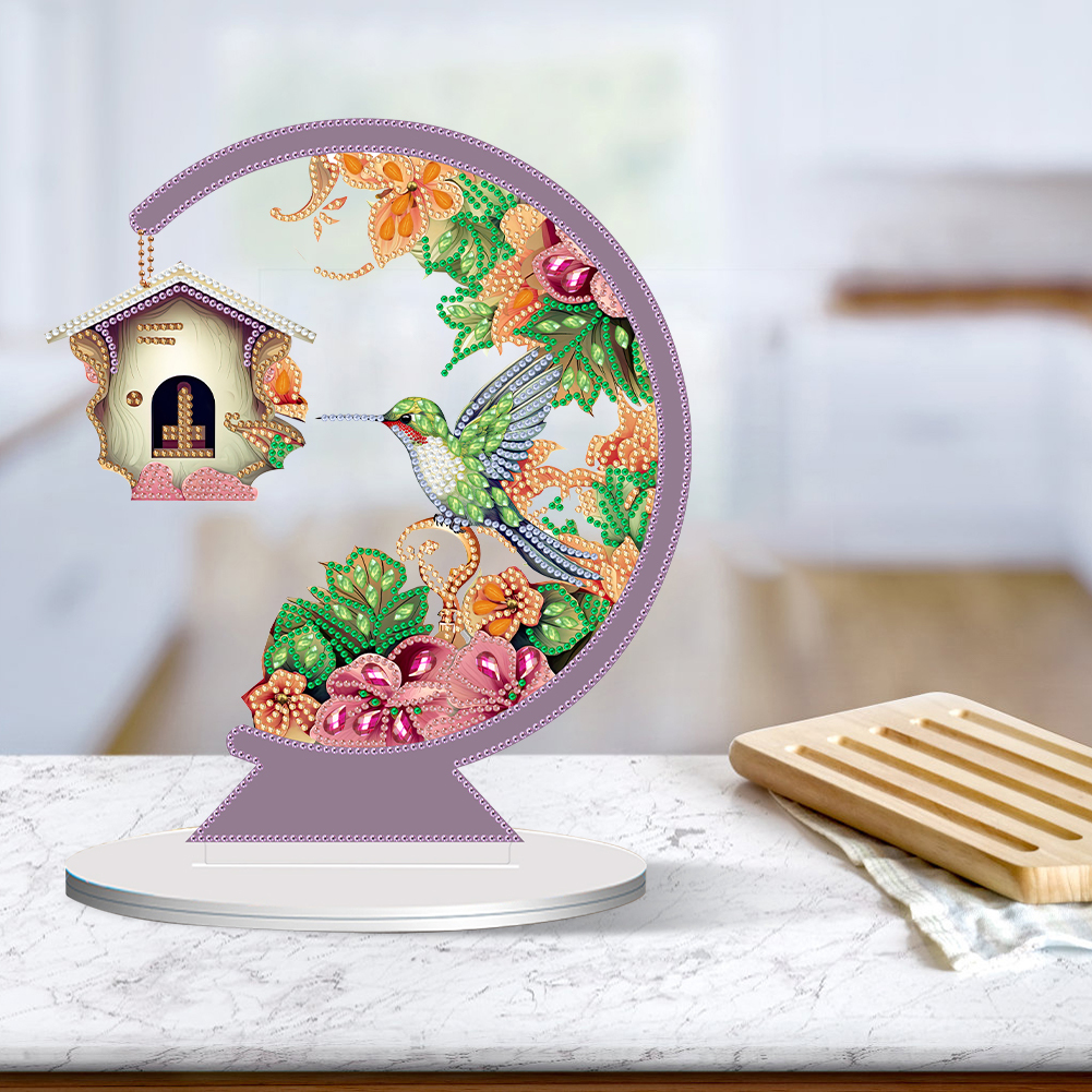 5D DIY Diamond Painting Special Shape Desk Ornament Flower Bird Decor Kit