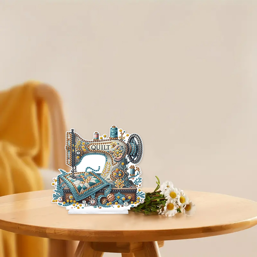 Sewing Machine Special Shaped 5D DIY Diamond Art Kit Tabletop Decorations for Adults