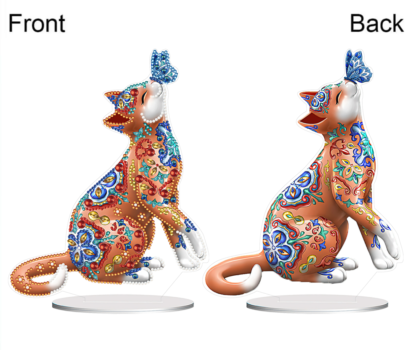 DIY Special Shaped Double Sided Diamond Painting Tabletop Ornaments Kit(Butterfly Cat)