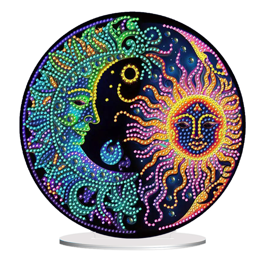 DIY Acrylic Sun and Moon Diamond Painting Desktop Ornament Kit