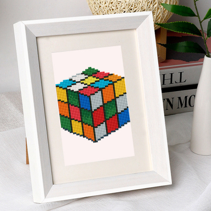 Frameless, mini diamond painting, electronic creative mini diamond painting on the entrance flower house desktop, creative simple pattern diamond painting, 12pcs, 5.9 X7 inches.