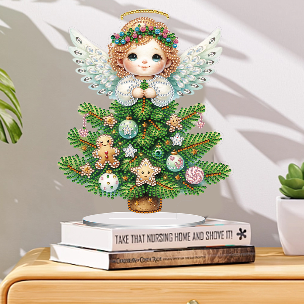 5D DIY Special Shape Diamond Painting Angel Tree Desk Ornament Decor Kit