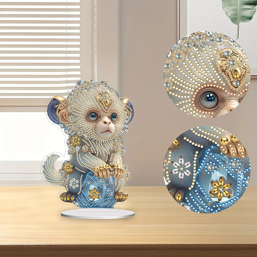 DIY Zodiac Monkey Diamond Painting Desktop Ornament for Office Desktop Decor