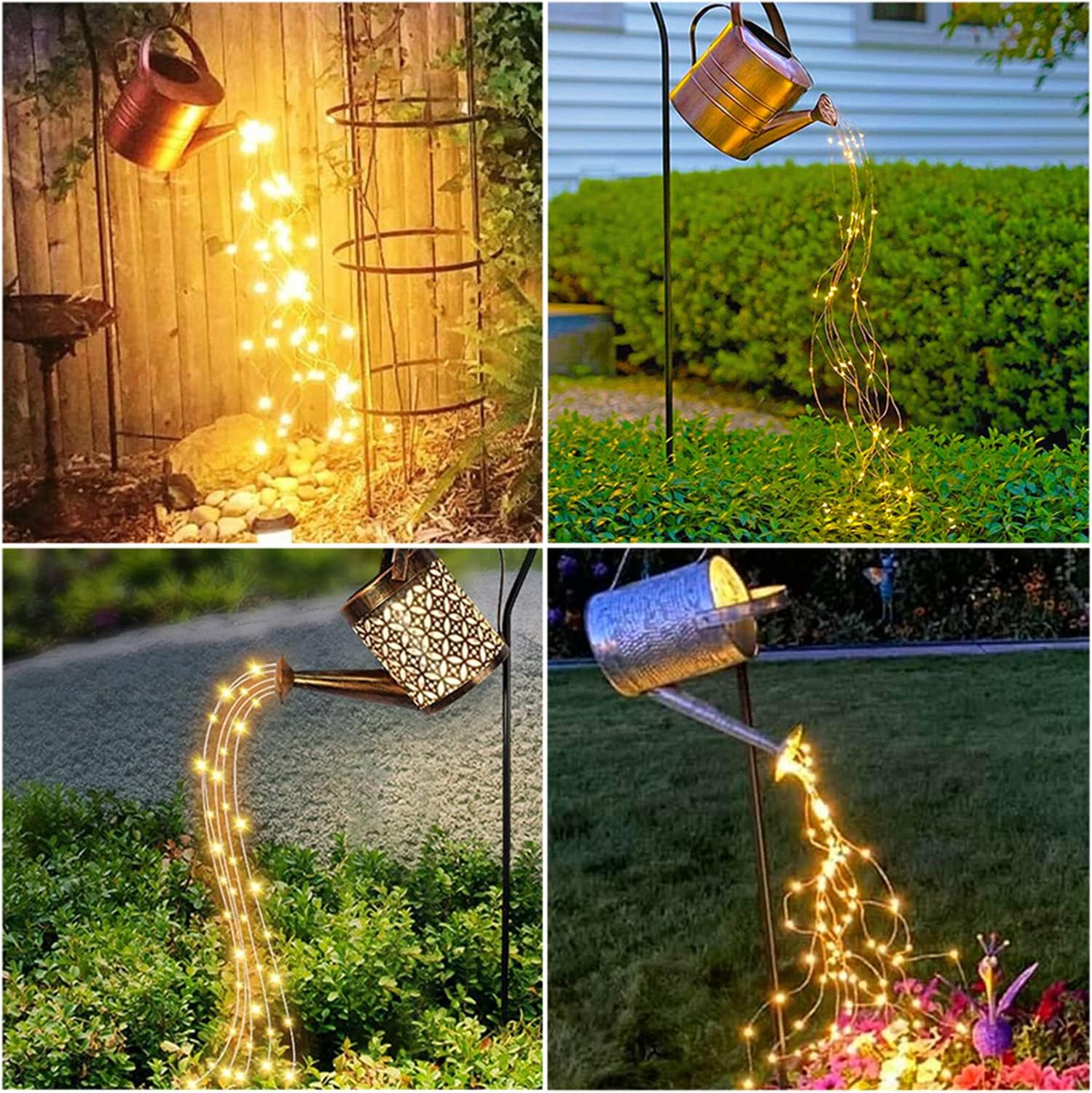 220 LED Firefly Bunch Lights Battery Operated, 8 Flashing Modes Waterproof Copper Wire Waterfall Lights, Remote Controlled Timer and Hooks, Fairy Lights for Indoor Outdoor Decor (Warm White)