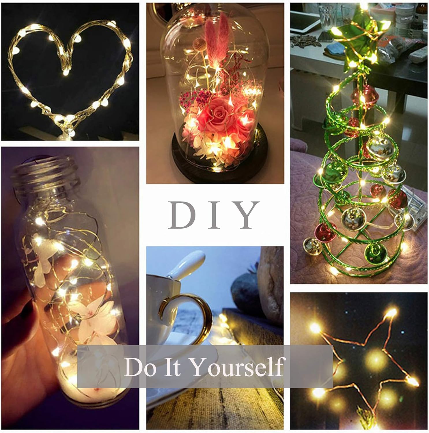 220 LED Firefly Bunch Lights Battery Operated, 8 Flashing Modes Waterproof Copper Wire Waterfall Lights, Remote Controlled Timer and Hooks, Fairy Lights for Indoor Outdoor Decor (Warm White)