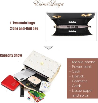 Glitter Shoulder Purses for Women with Golden Chain Women's Evening Handbags