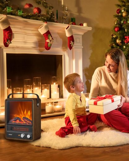 Electric Fireplace Heaters for Indoor Use,1500W Space Heater Fireplace with Realistic Flame & Fire Crackling Sound, Safety Protection, Portable Fireplace Heater for Home Office Christmas Decoration