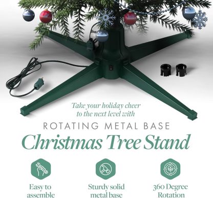 Home Heritage Artificial Christmas Tree Base Rotating Metal Stand for 1 to 1 1/2 Inch Diameter Artificial Christmas Tree Poles, 31 Inch, Green