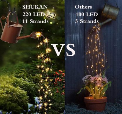 220 LED Firefly Bunch Lights Battery Operated, 8 Flashing Modes Waterproof Copper Wire Waterfall Lights, Remote Controlled Timer and Hooks, Fairy Lights for Indoor Outdoor Decor (Warm White)