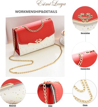 Glitter Shoulder Purses for Women with Golden Chain Women's Evening Handbags