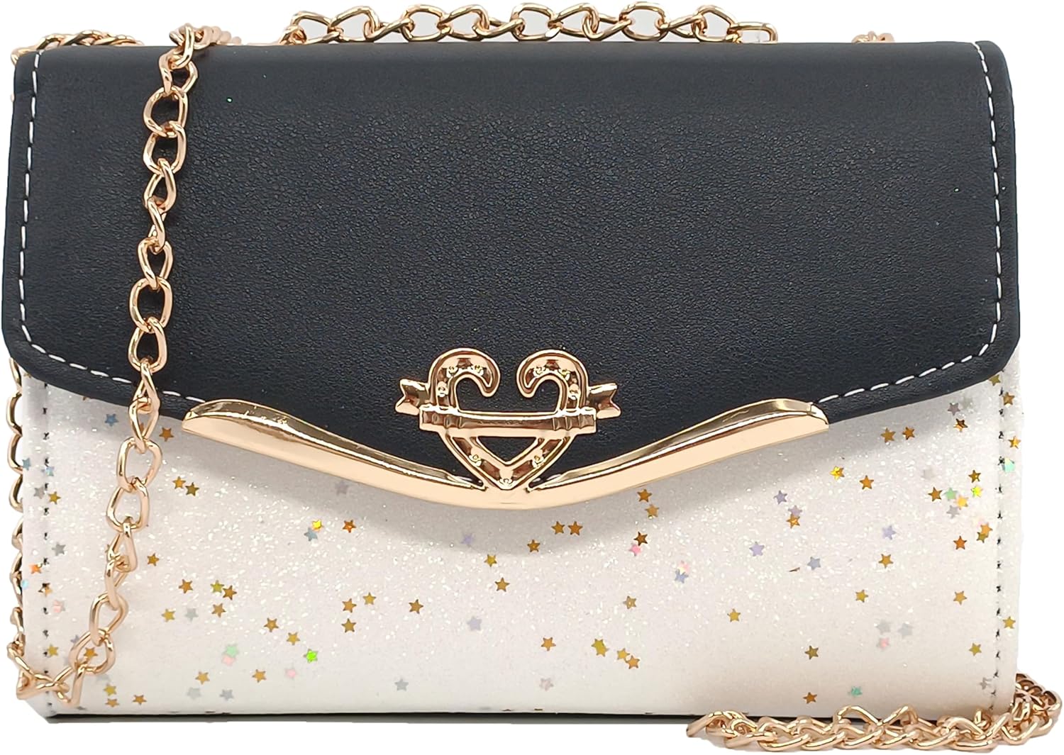 Glitter Shoulder Purses for Women with Golden Chain Women's Evening Handbags