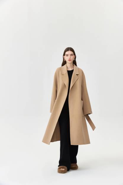 Wool Pocket Coat With Belt